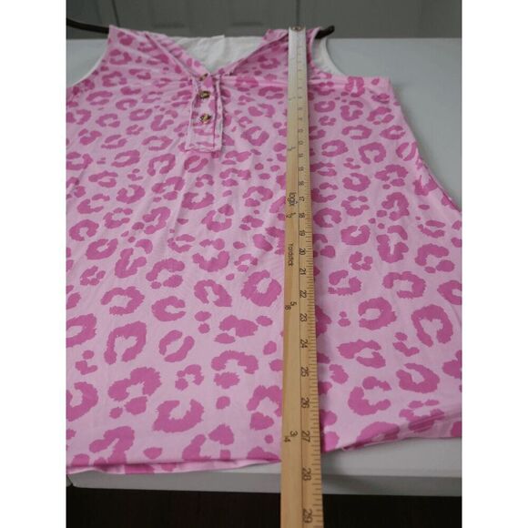 Pink Leopard Button-Front V-neck Tank Top L - Picture 6 of 6